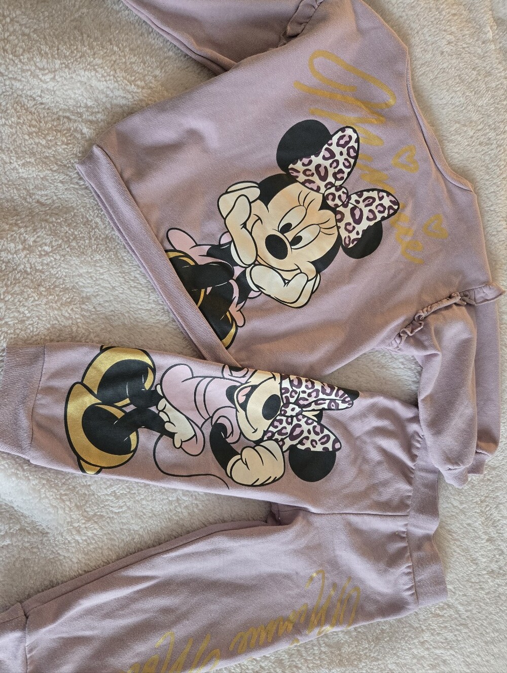 adidas Girls' Lavender Minnie Mouse Set with Gold Accents